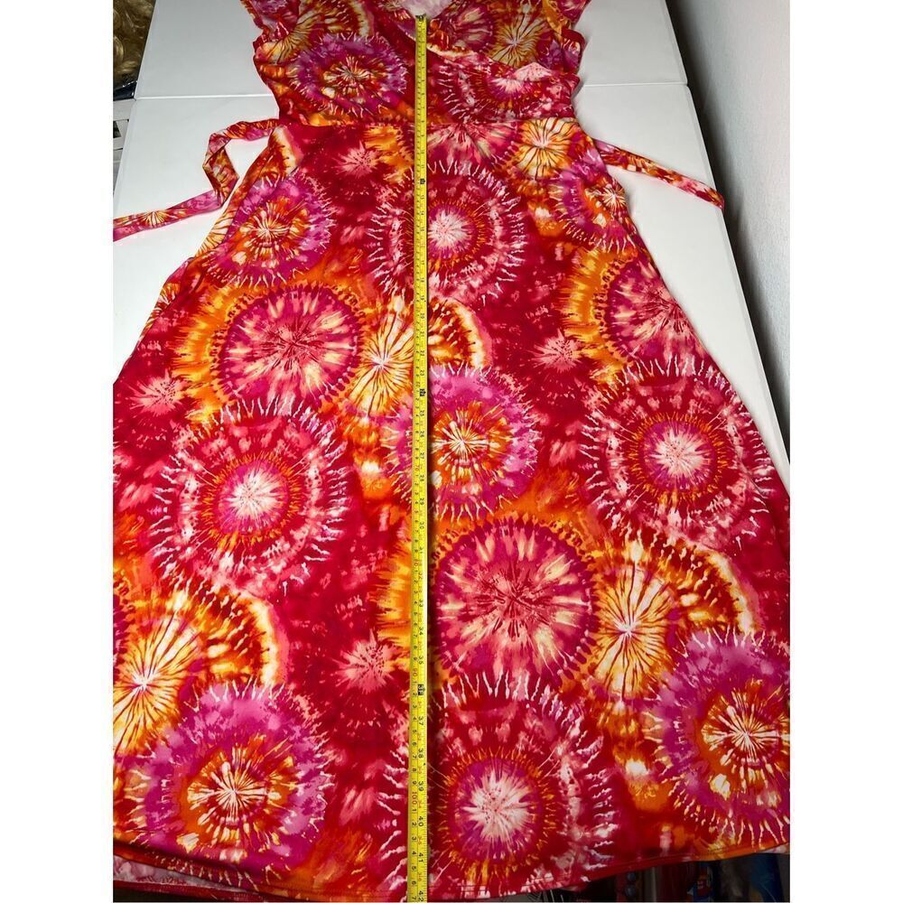 Floral Print Tie Dye Dress midi Vneck Approximately Size M - Picture 12 of 16